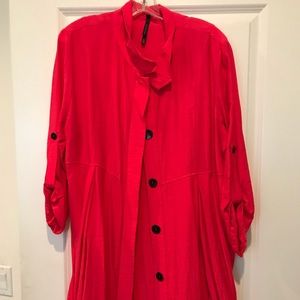 Coral color jacket style tunic dress